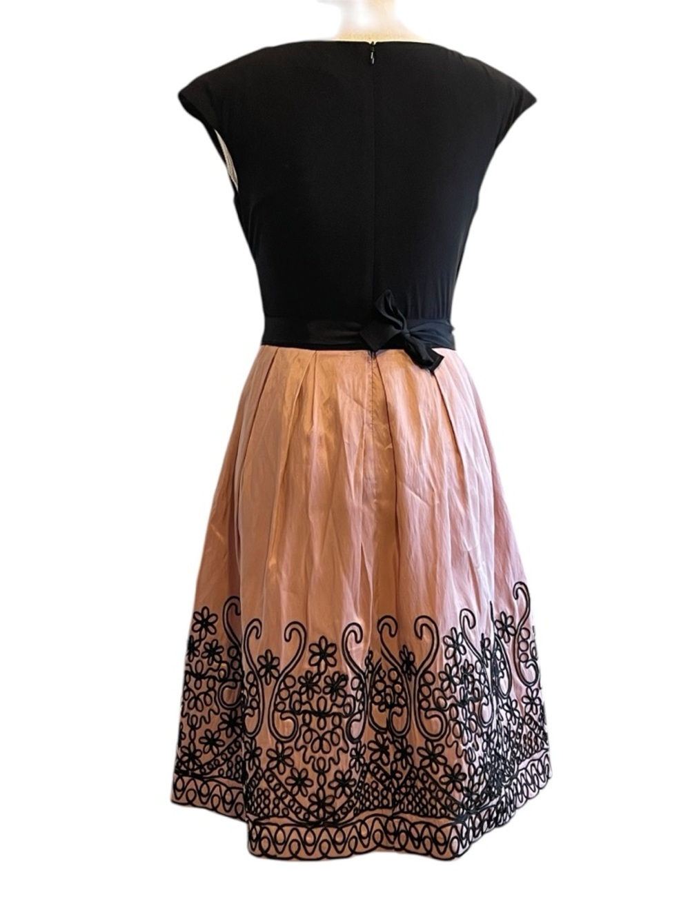 SL Fashions Black & Blush Embroidered Wrap Midi Dress - Picture 5 of 9